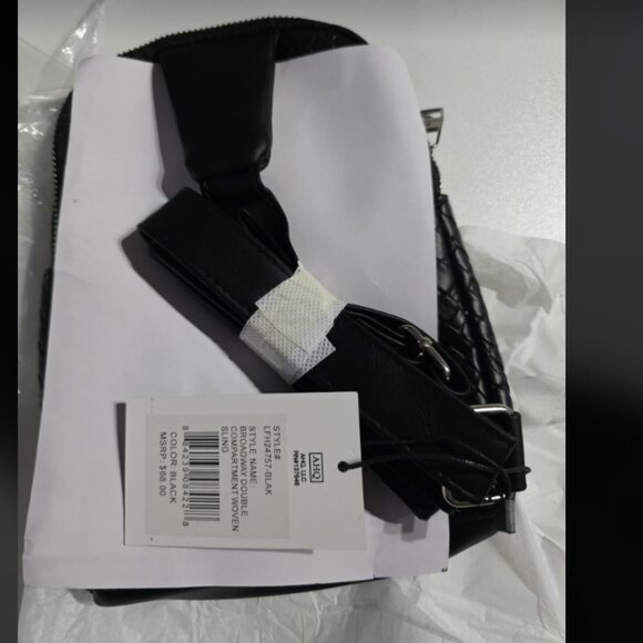 London Fog 100th Anniversary Broadway Double Compartment Woven Sling NWT BLACK - Picture 2 of 2